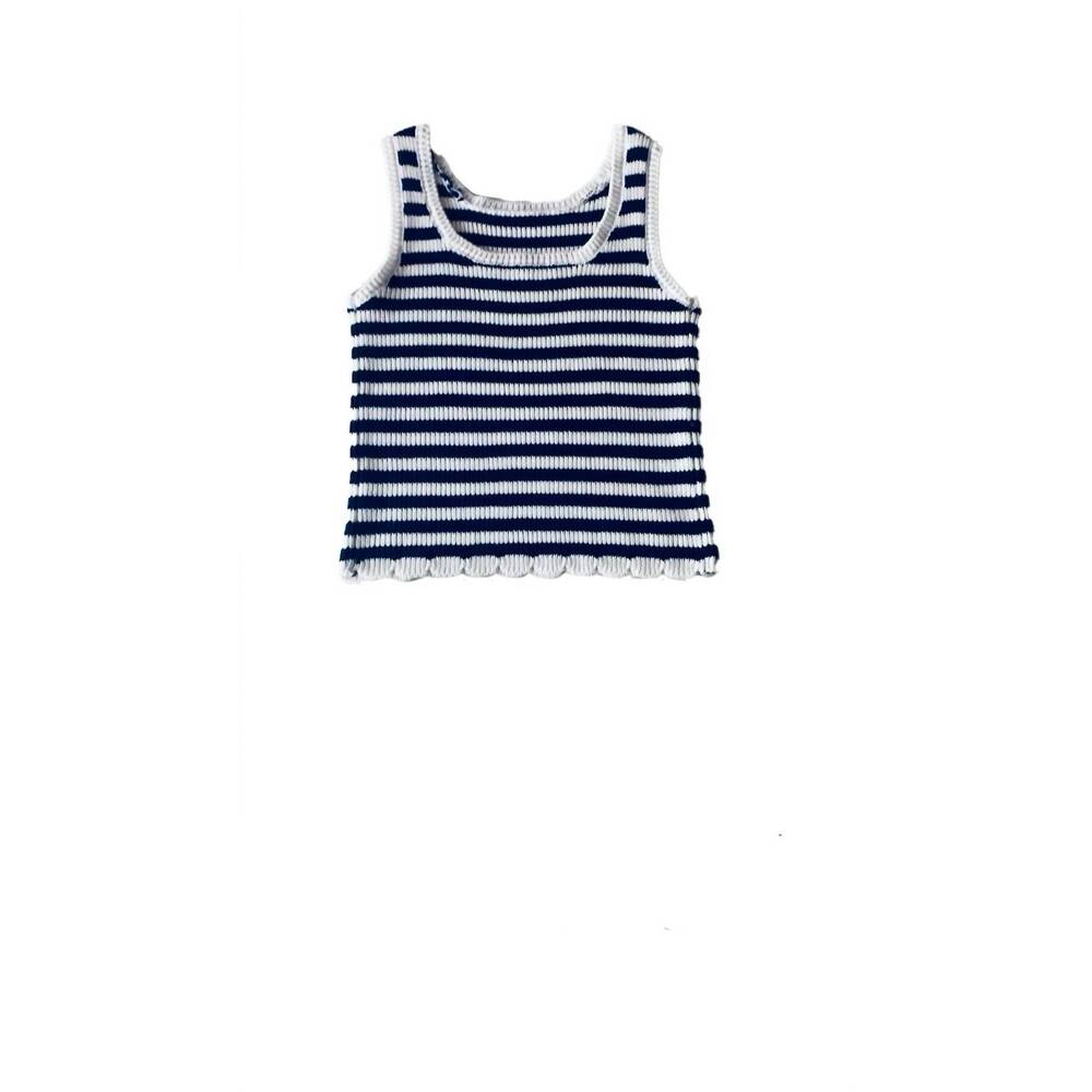 NEW LITTLE OLIN girl's tween knit tank in navy & white